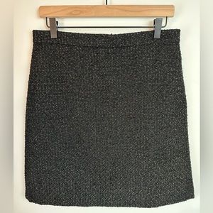 ANN TAYLOR Black Career Skirt Metallic Gold Thread | Size 8